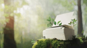 tech, printer, mfp, lexmark, A4 paper, minimal, sustainability, nature, multifunction, technology